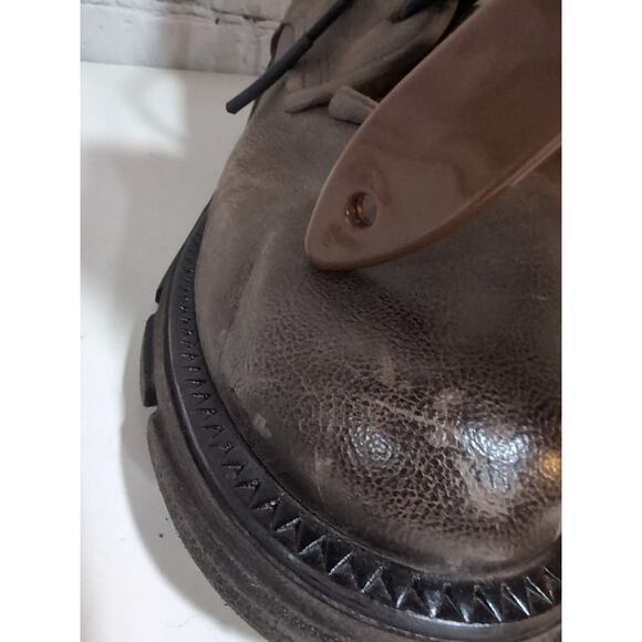 A.S. 98 Boots Lukie Brown Leather Shearling Lined Combat Ankle Boots Sz 40 AS 98 - Picture 12 of 16